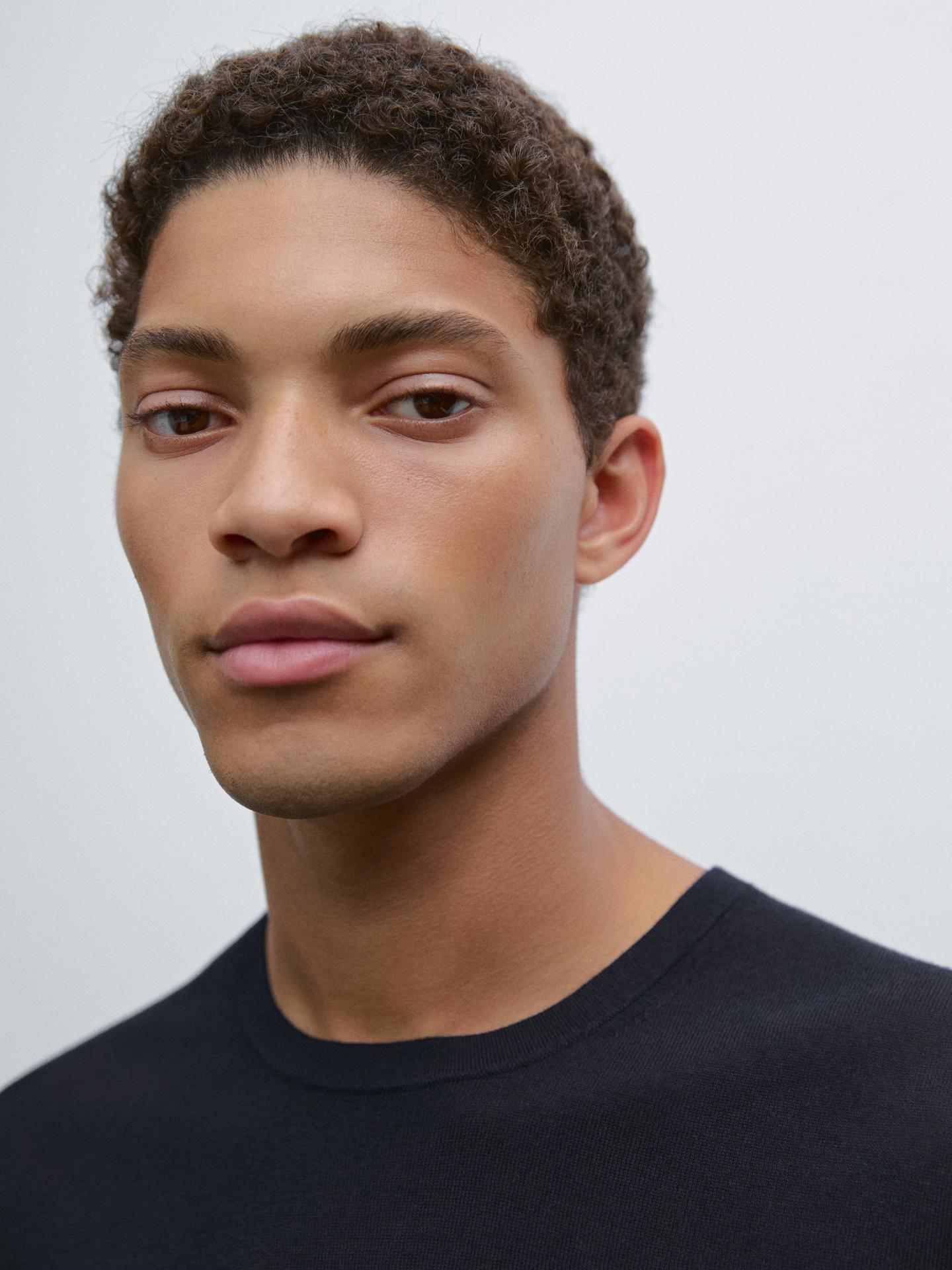 Long sleeve cotton knit sweater