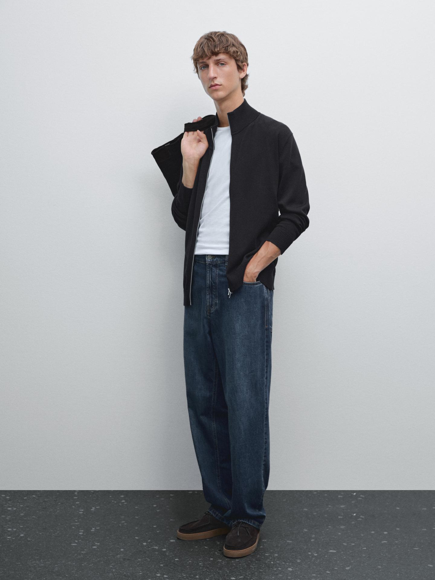 100% cotton zip cardigan