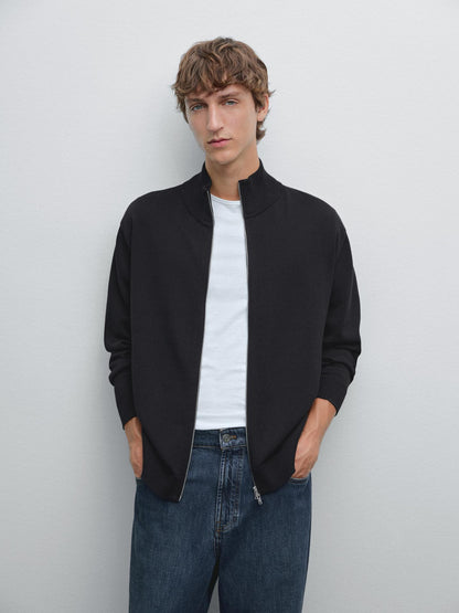 100% cotton zip cardigan