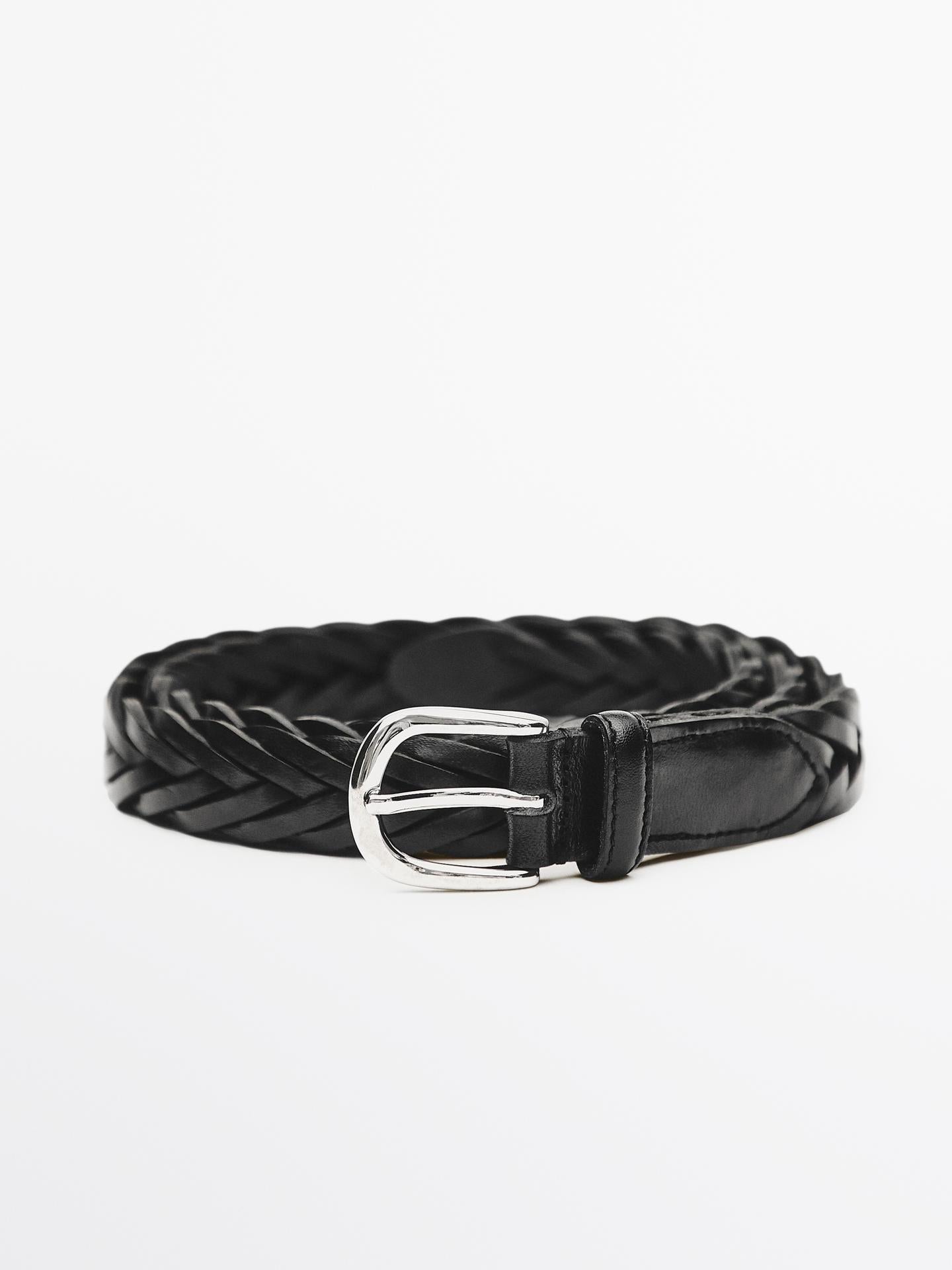 Plaited leather belt