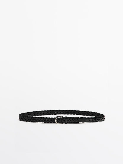 Plaited leather belt