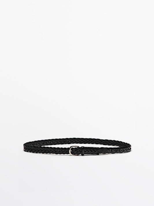 Plaited leather belt