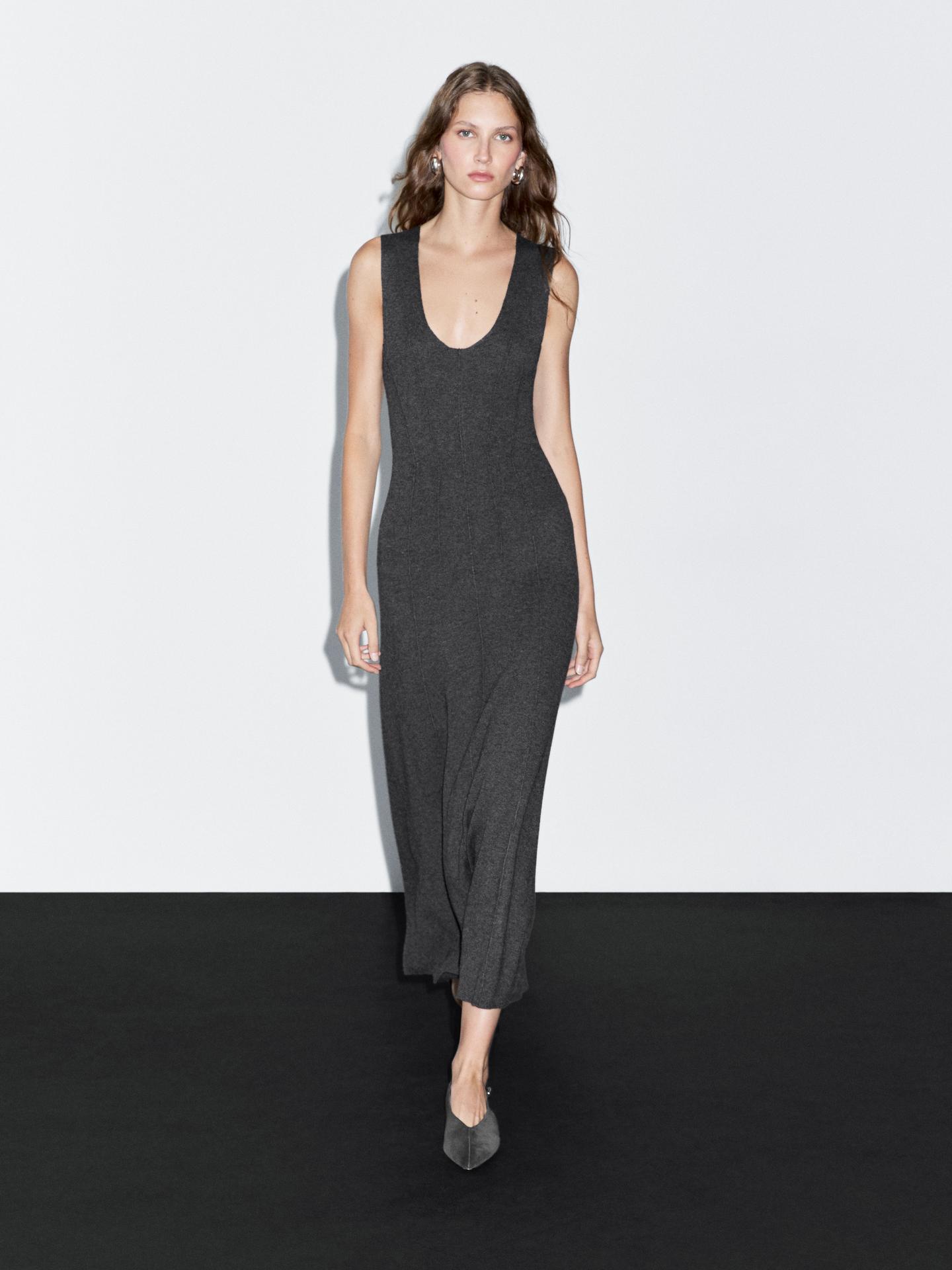 Long A-line knit dress
